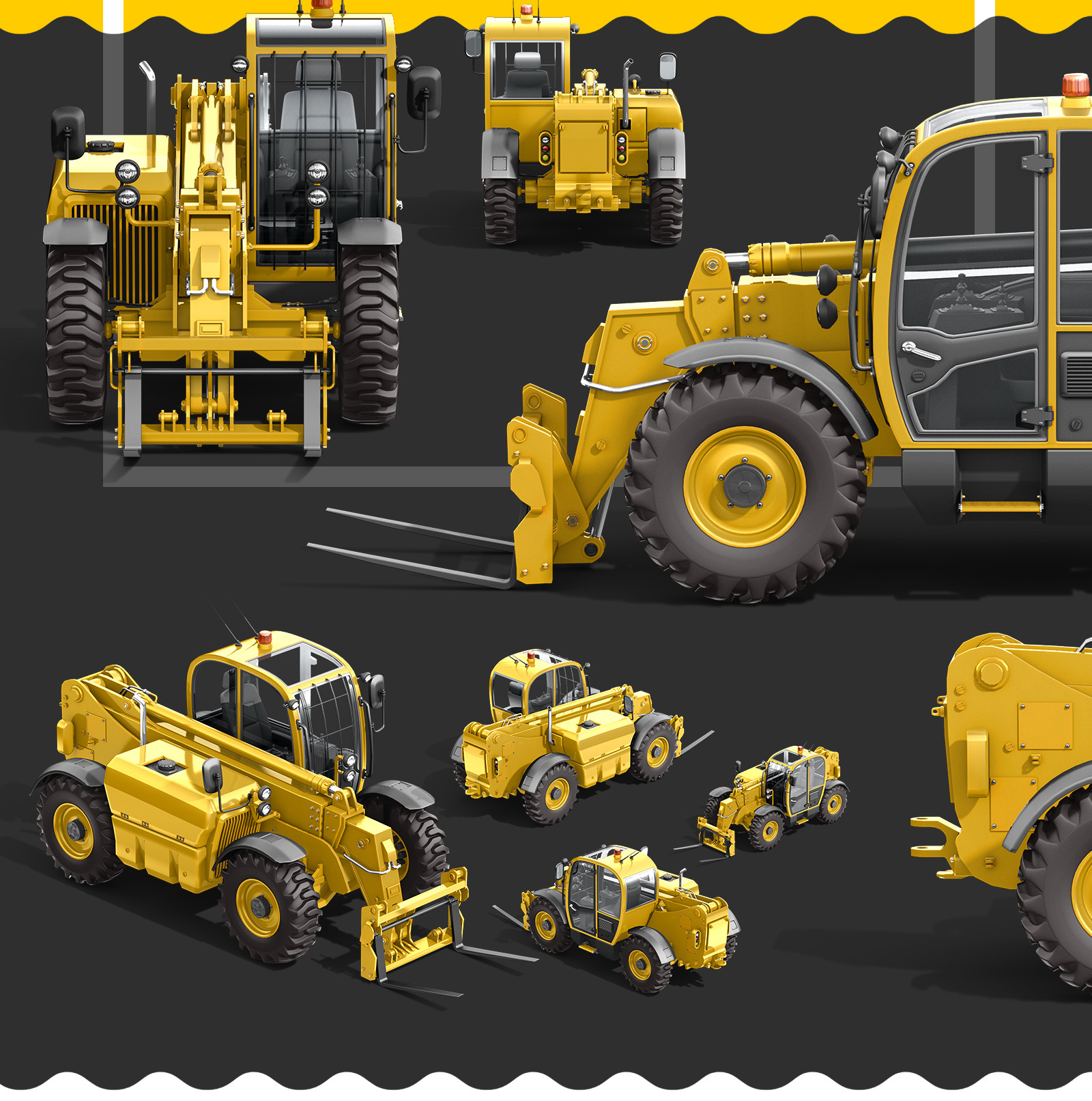 PSD Mockup 3D model Heavy Machines - Forklift Truck #7