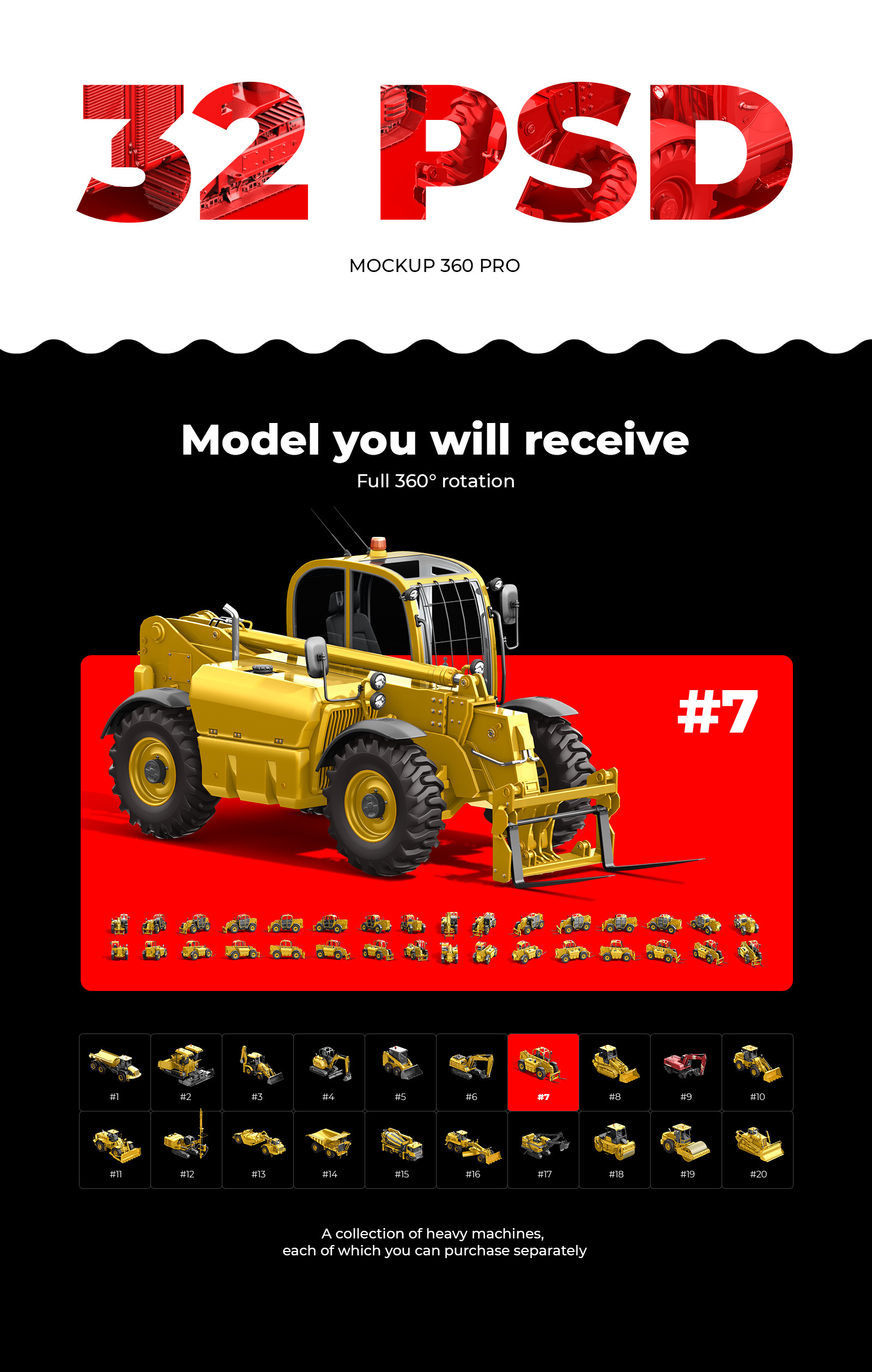 PSD Mockup 3D model Heavy Machines - Forklift Truck #7