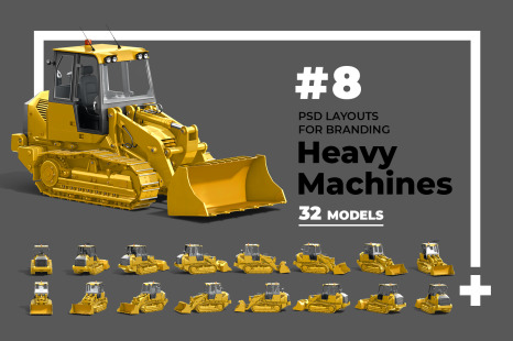 PSD Mockup 3D model Heavy Machines - Track Loader #8 - Construction site