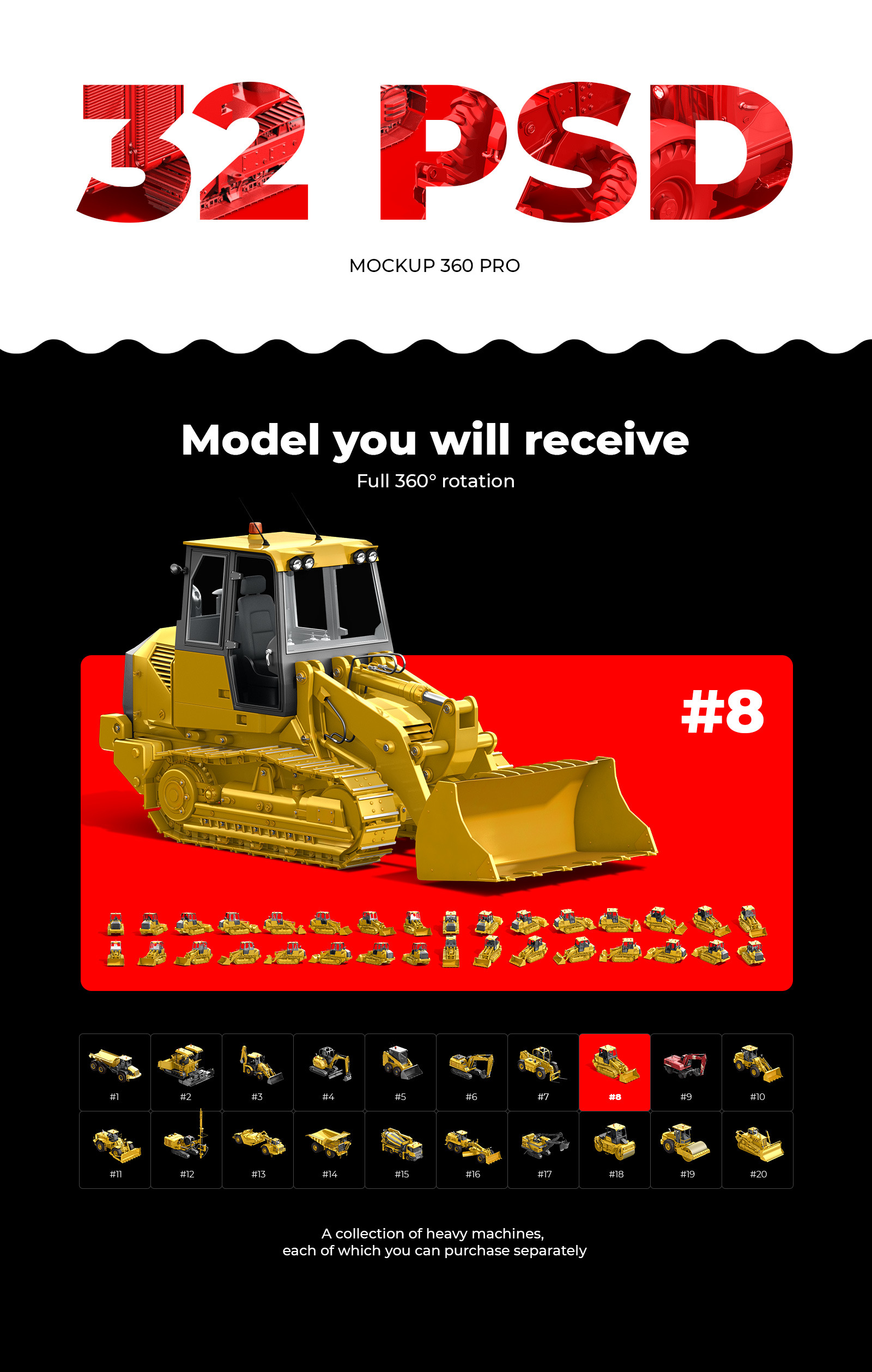 PSD Mockup 3D model Heavy Machines - Track Loader #8