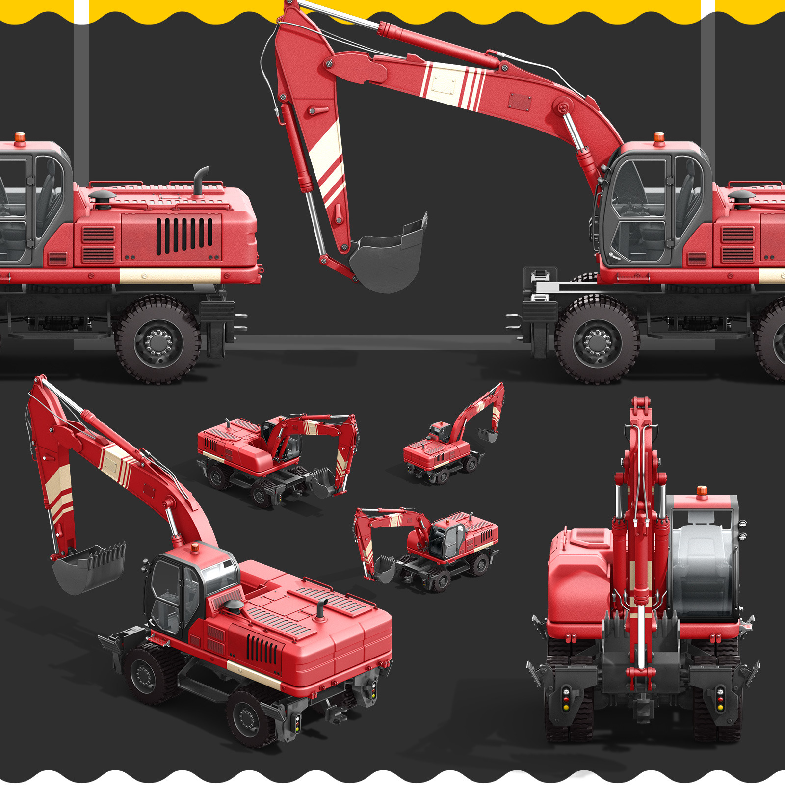 PSD Mockup 3D model Heavy Machines - Wheel Excavator #9