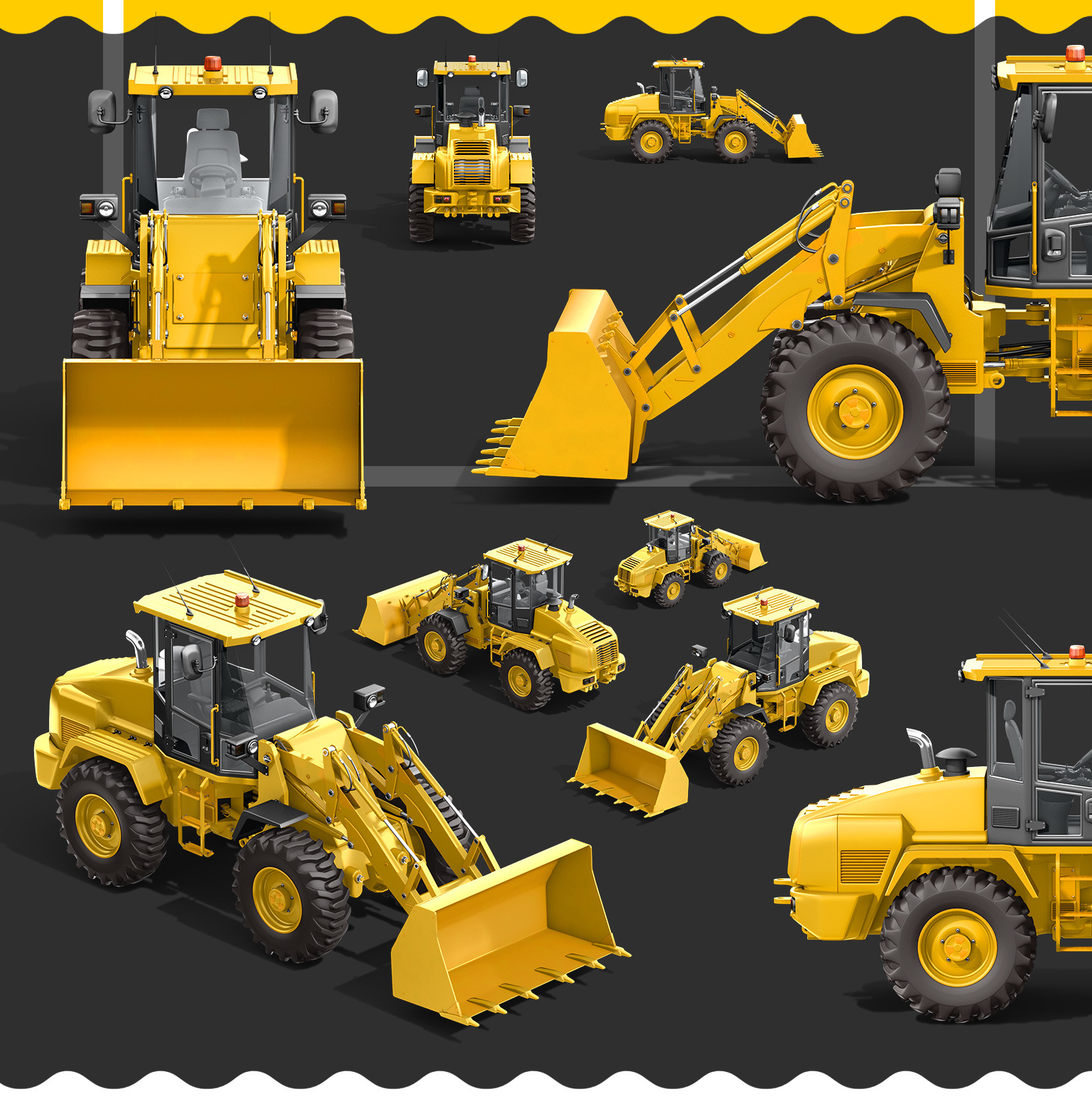 PSD Mockup 3D model Heavy Machines - Wheel Loader #10 PSD Mockup 3D model Heavy Machines - Wheel Loader #10