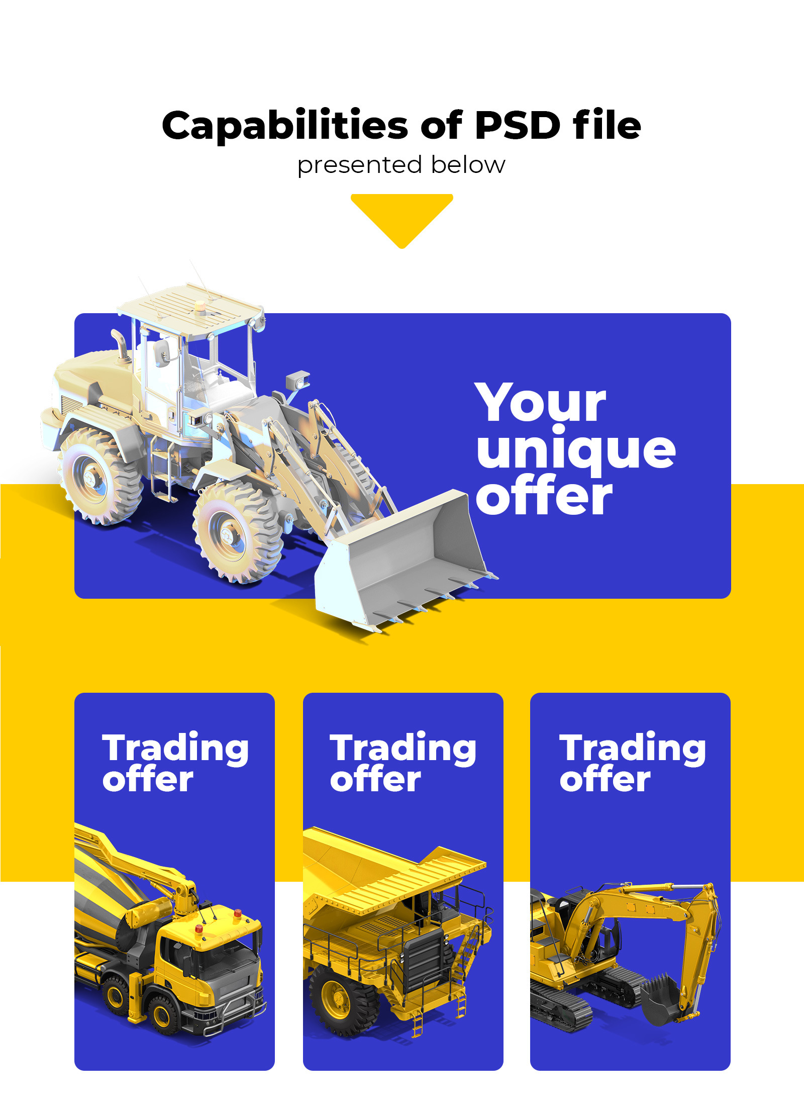 PSD Mockup 3D model Heavy Machines - Wheel Loader #10 PSD Mockup 3D model Heavy Machines - Wheel Loader #10