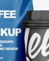 Glossy Coffee Bag with Cup Mockup - Front View