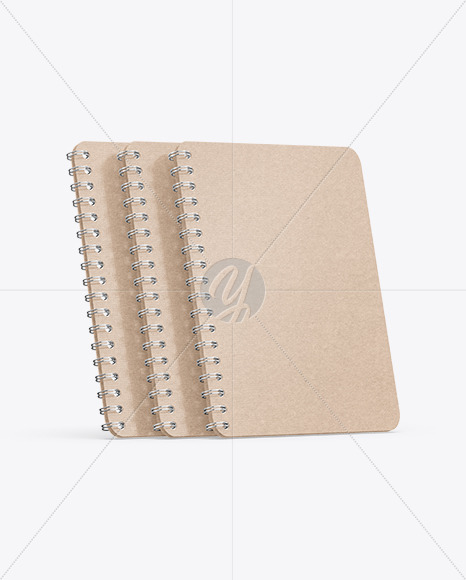 Set of Kraft Paper Notebooks Mockup