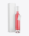 Clear Glass Pink Wine Bottle With Box Mockup