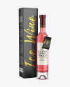 Clear Glass Pink Wine Bottle With Box Mockup