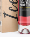 Clear Glass Pink Wine Bottle With Box Mockup