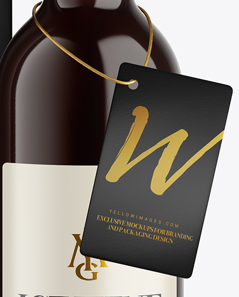 Clear Glass Red Wine Bottle With Box Mockup