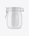 Glossy Ceramic Jar With Clamp Lid Mockup