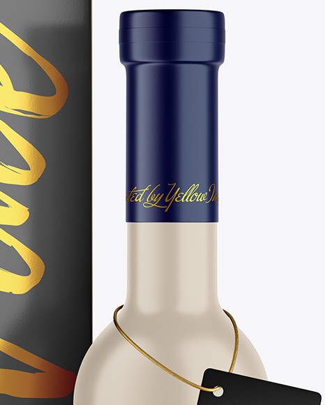 Ceramic Wine Bottle With Box Mockup