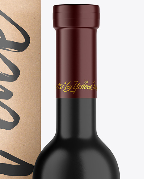 Ceramic Wine Bottle With Box Mockup