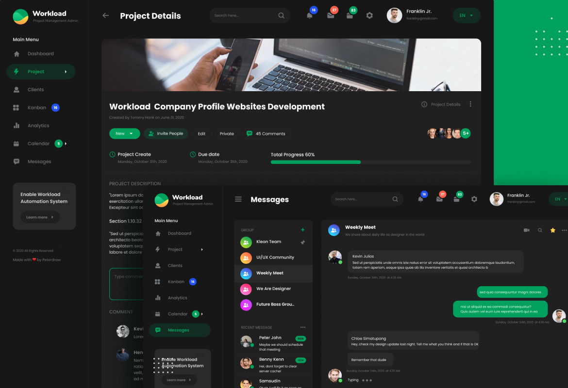 Workload - Project Management Admin Dashboard UI Workload - Project Management Admin Dashboard UI