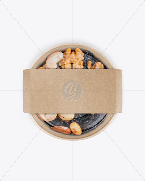 Paper Bowl With Mixed Nuts Mockup