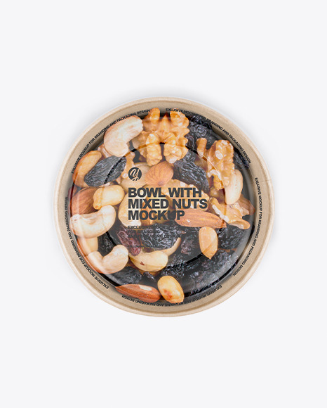 Paper Bowl With Mixed Nuts Mockup