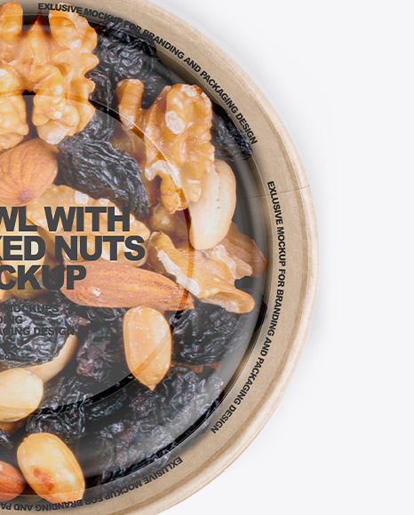 Paper Bowl With Mixed Nuts Mockup