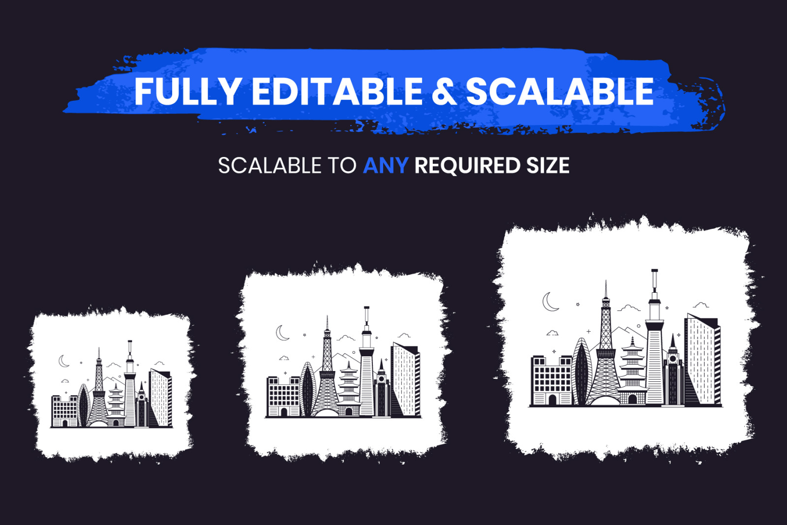 100 City Skyline Vector Illustration
