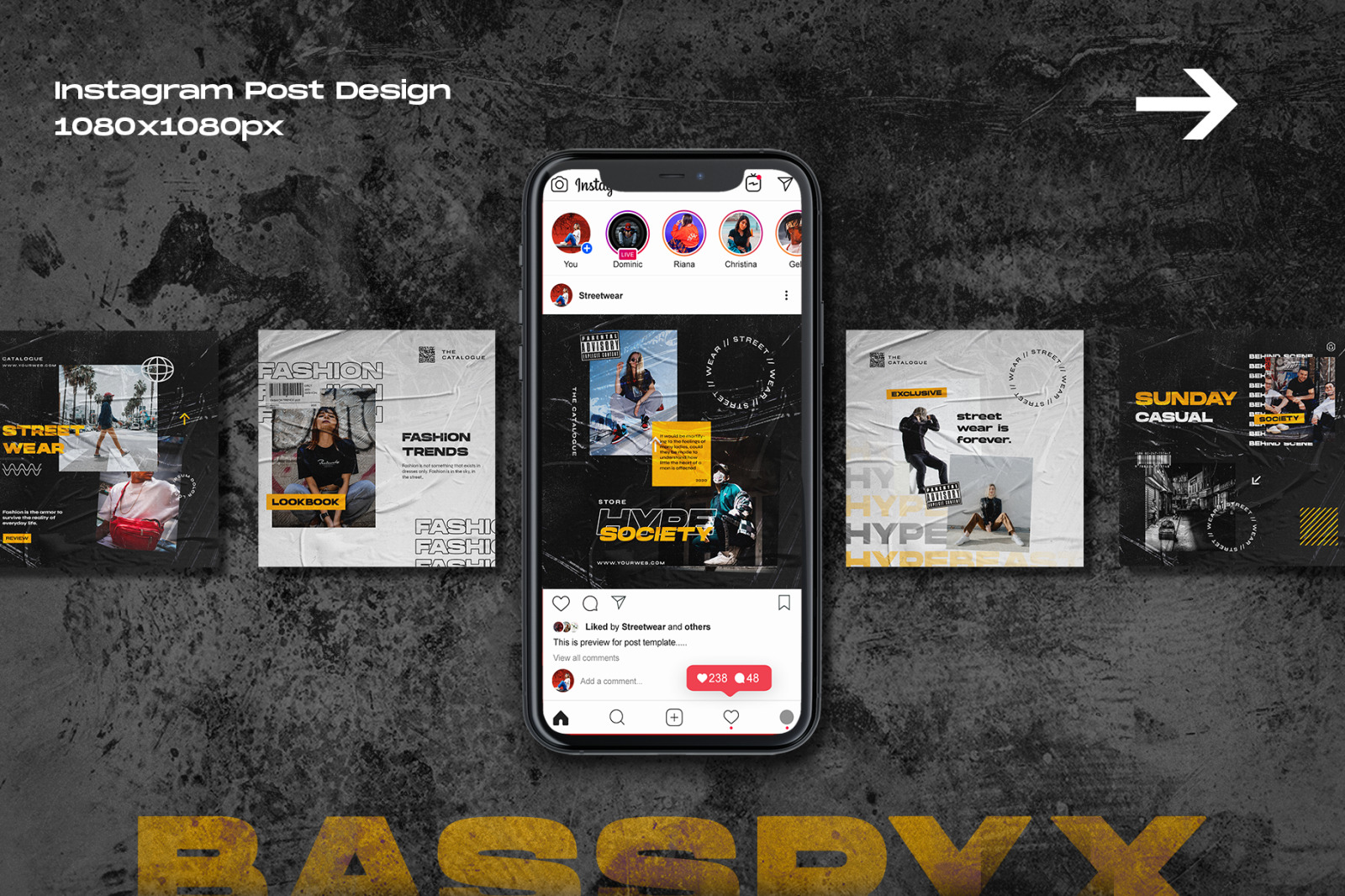 Bassryx - Instagram Stories &amp; Post Template