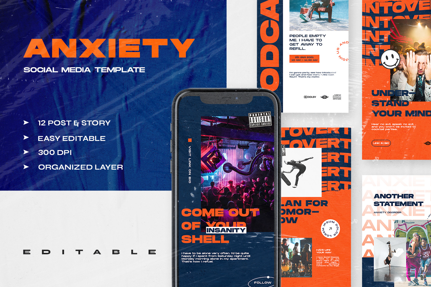 Anxiety - Instagram Stories & Post Template Anxiety - Instagram Stories & Post Template