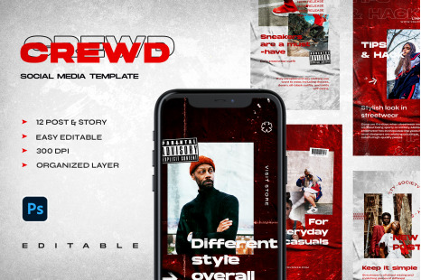Crewd - Instagram Stories & Post Template - Social media stories