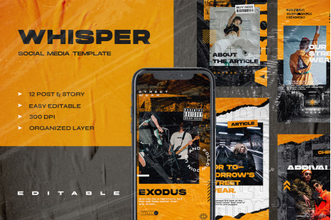 Whisper - Instagram Stories & Post Template - Social media stories