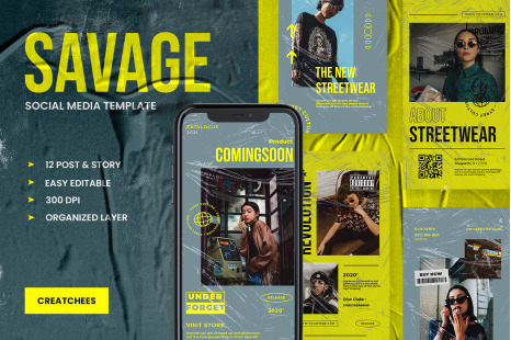 Savage - Instagram Stories & Post Template - Social Media Templates