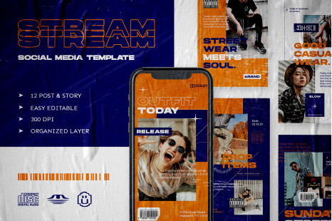 Stream - Instagram Stories & Post Template - Social media stories