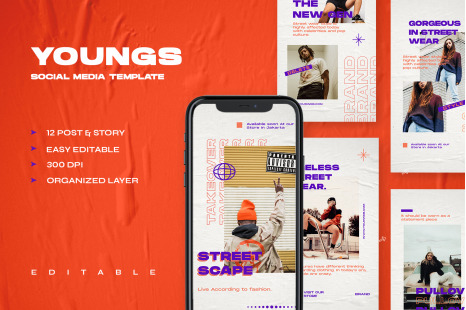 Youngs - Instagram Stories & Post Template - Social media stories