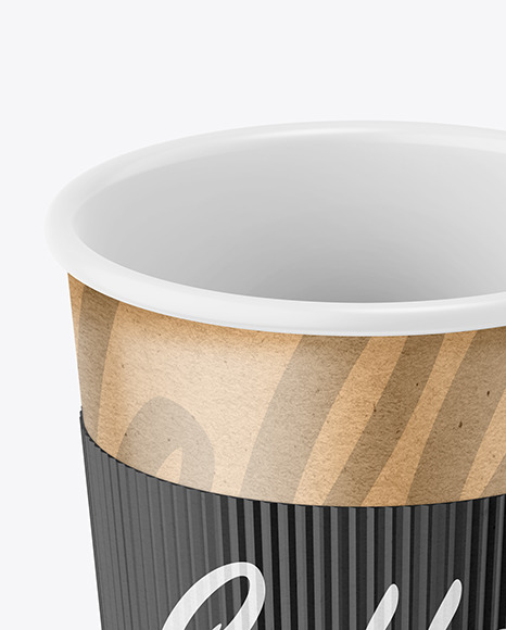 Kraft Coffee Cup with Paper Holder Mockup