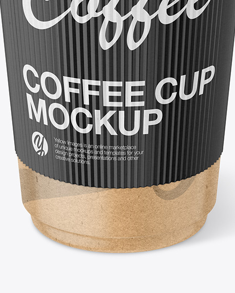 Kraft Coffee Cup with Paper Holder Mockup