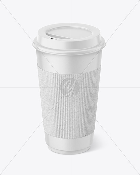 Paper Coffee Cup with Kraft Holder Mockup