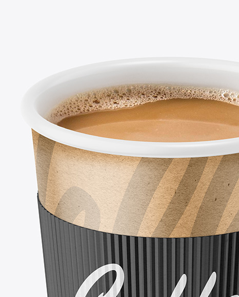 Coffee Cup With Kraft Holder Mockup