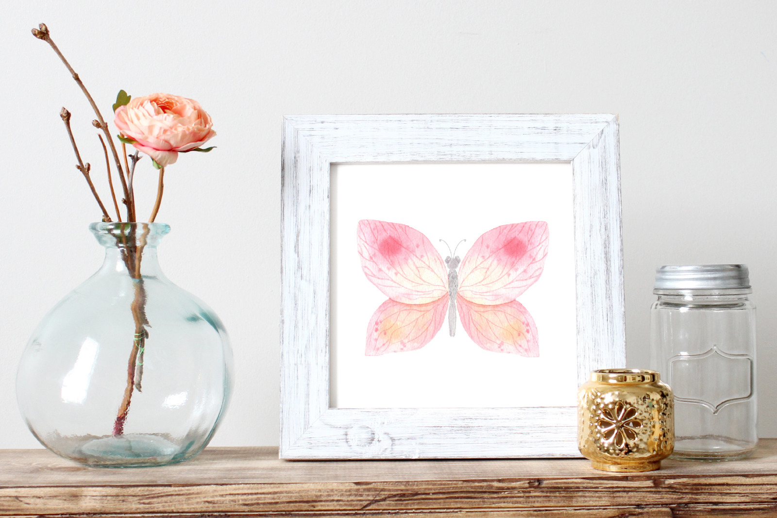 Watercolor Pink Butterfly clipart