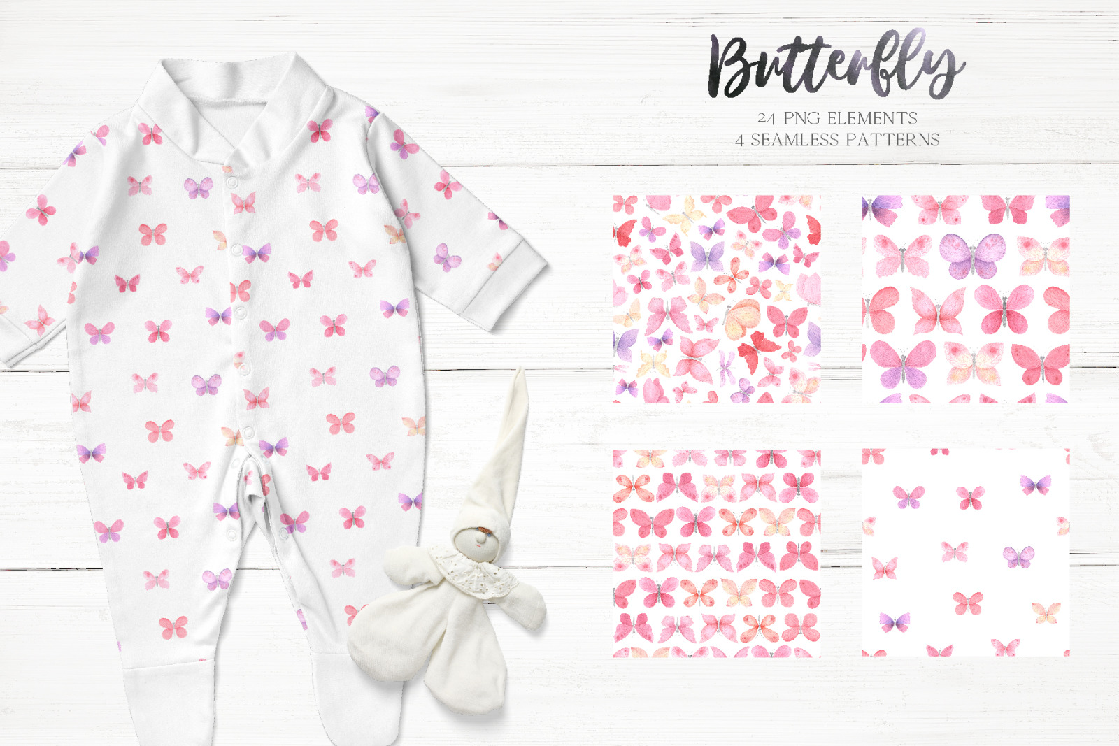 Watercolor Pink Butterfly clipart Watercolor Pink Butterfly clipart