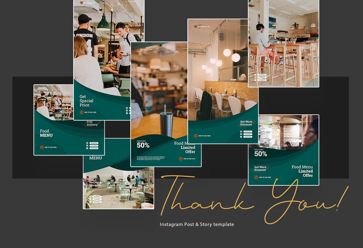 Restaurant Instagram Post and Story Template