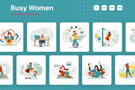 M210_Busy Women Scenes - Business tasks