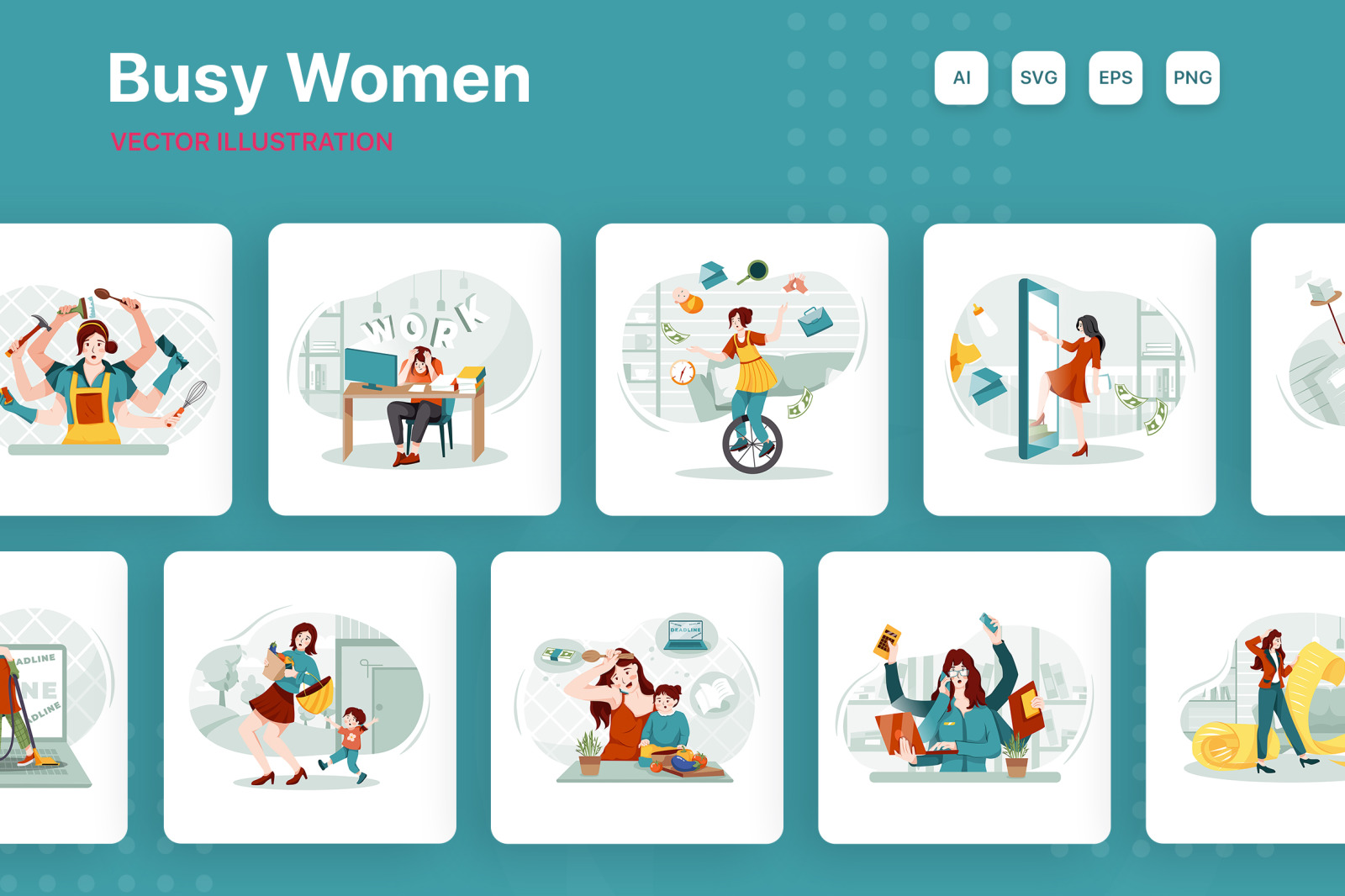 M210_Busy Women Scenes M210_Busy Women Scenes