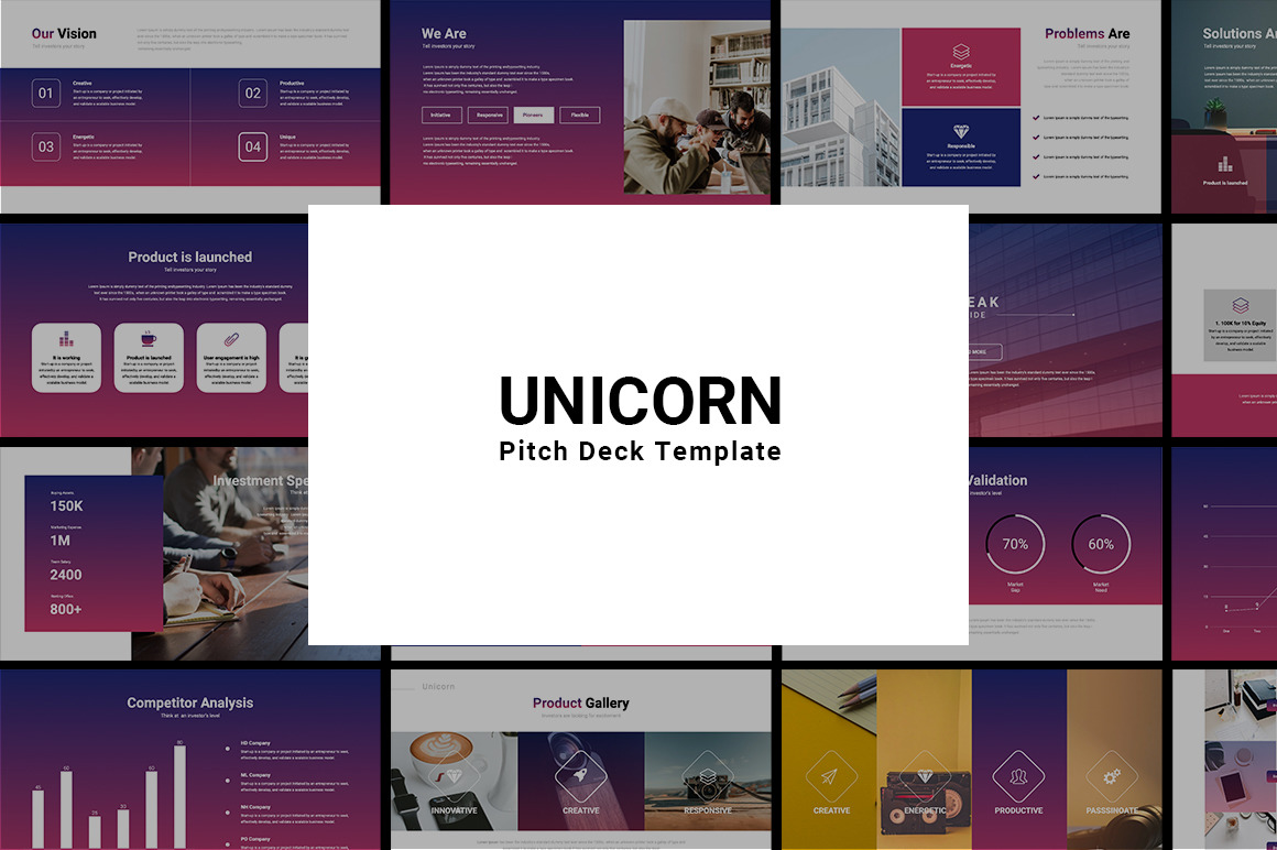 UNICORN Startup Pitch Deck Keynote Template