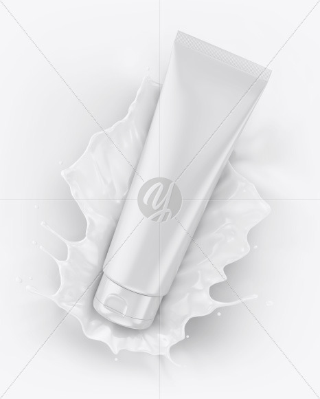 Glossy Cosmetic Tube with Splash Mockup