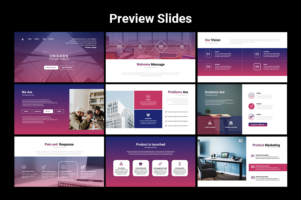 UNICORN Startup Pitch Deck Googleslide Template