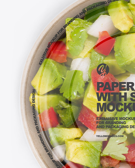 Paper Bowl with Salad Mockup