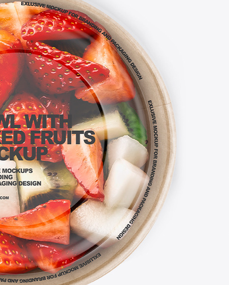 Paper Bowl With Mixed Fruits Mockup