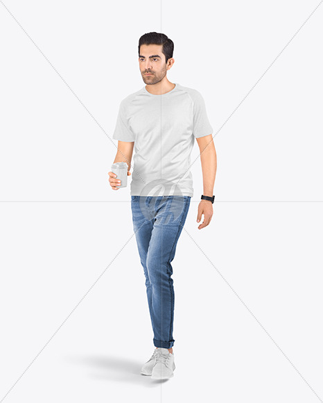 Man in a Raglan T-Shirt and Jeans Mockup