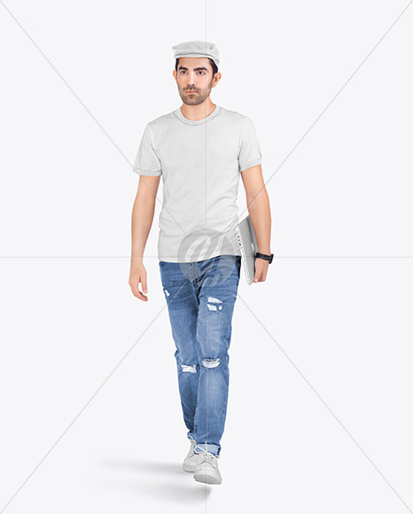 Man in Ringer T-Shirt and Jeans