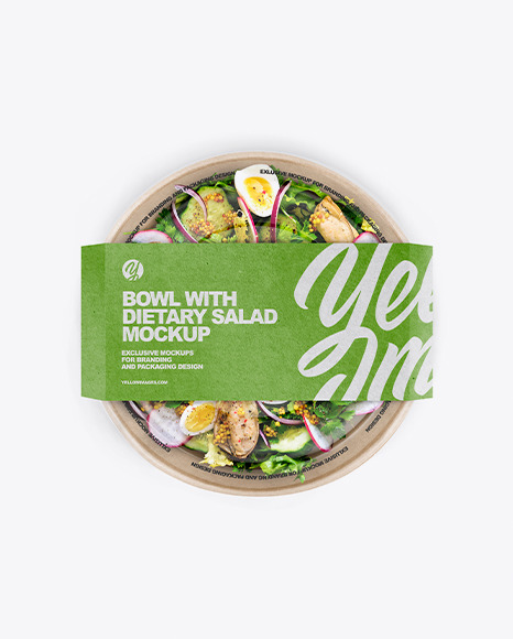 Paper Bowl With Dietary Salad Mockup