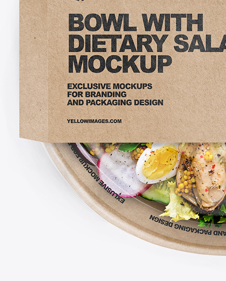 Paper Bowl With Dietary Salad Mockup