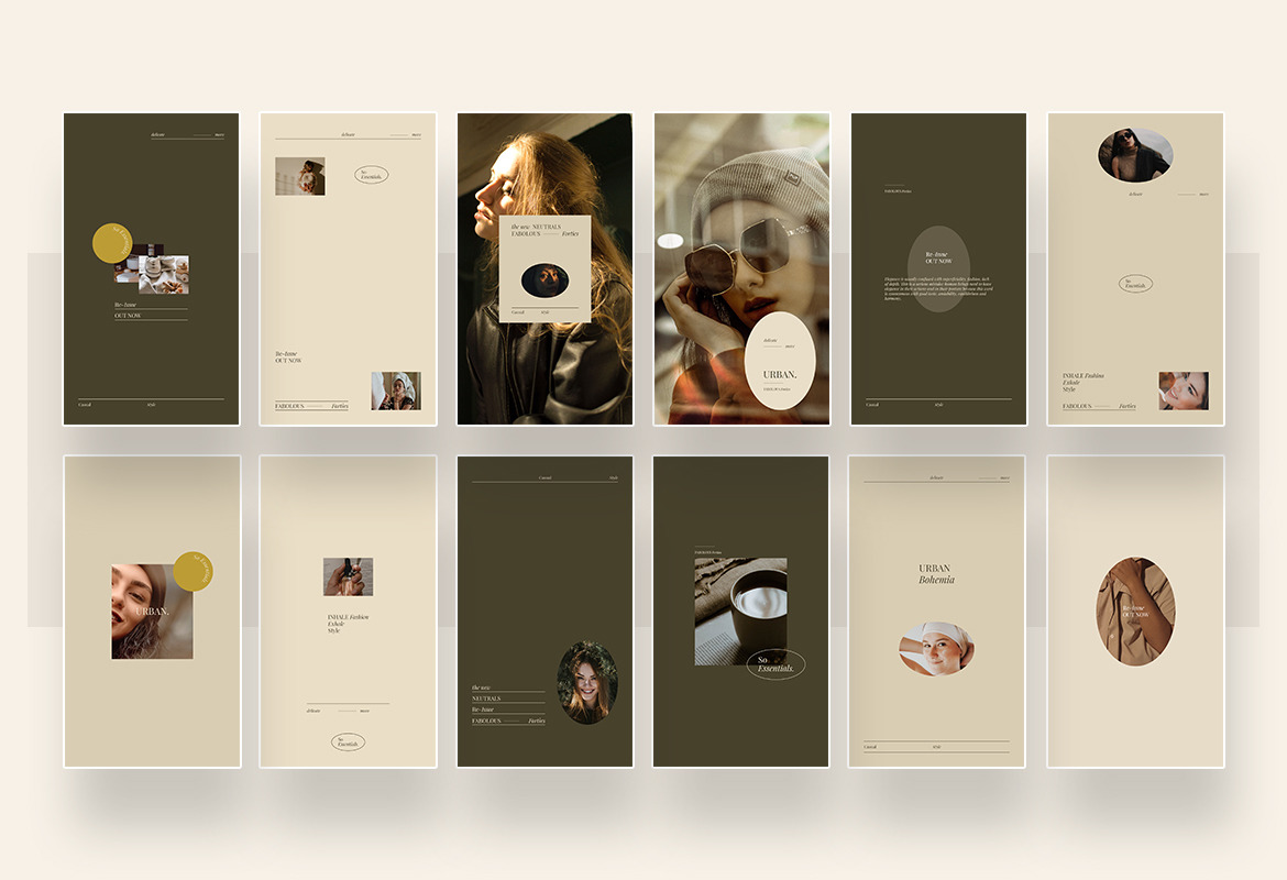 Minimalist Beauty Instagram Post and Story Template with brown and cream colors Minimalist Beauty Instagram Post and Story Template with brown and cream colors