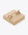 Kraft Paper Double Pizza Box With Handles Mockup