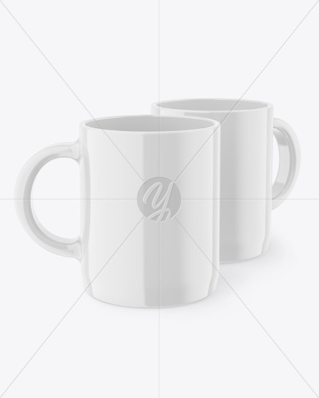 Two Glossy Mugs Mockup