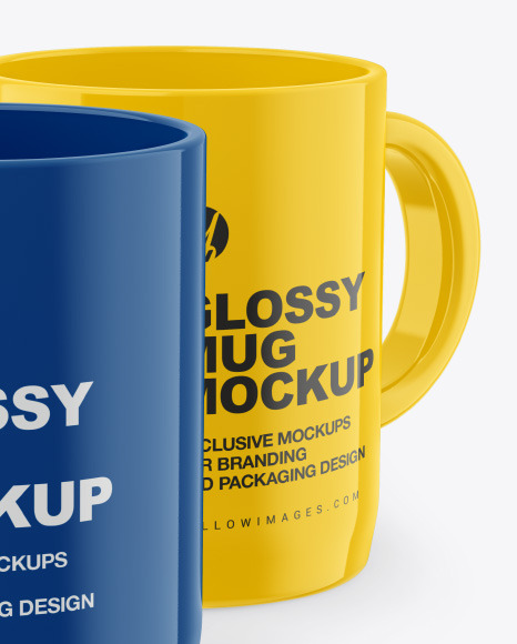 Two Glossy Mugs Mockup